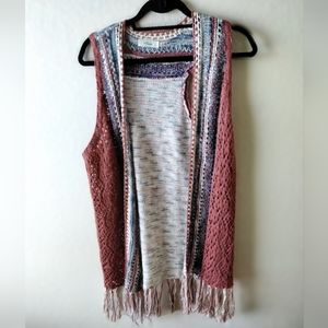 Knit Kimono with Fringe